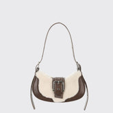 Two Toned Brown Buckled Shoulder Bag